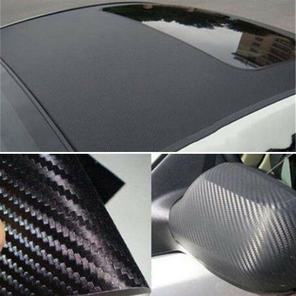 12"x50" 3D Black Carbon Fiber Vinyl Car Wrap Sheet Roll Film Sticker Decal Sales