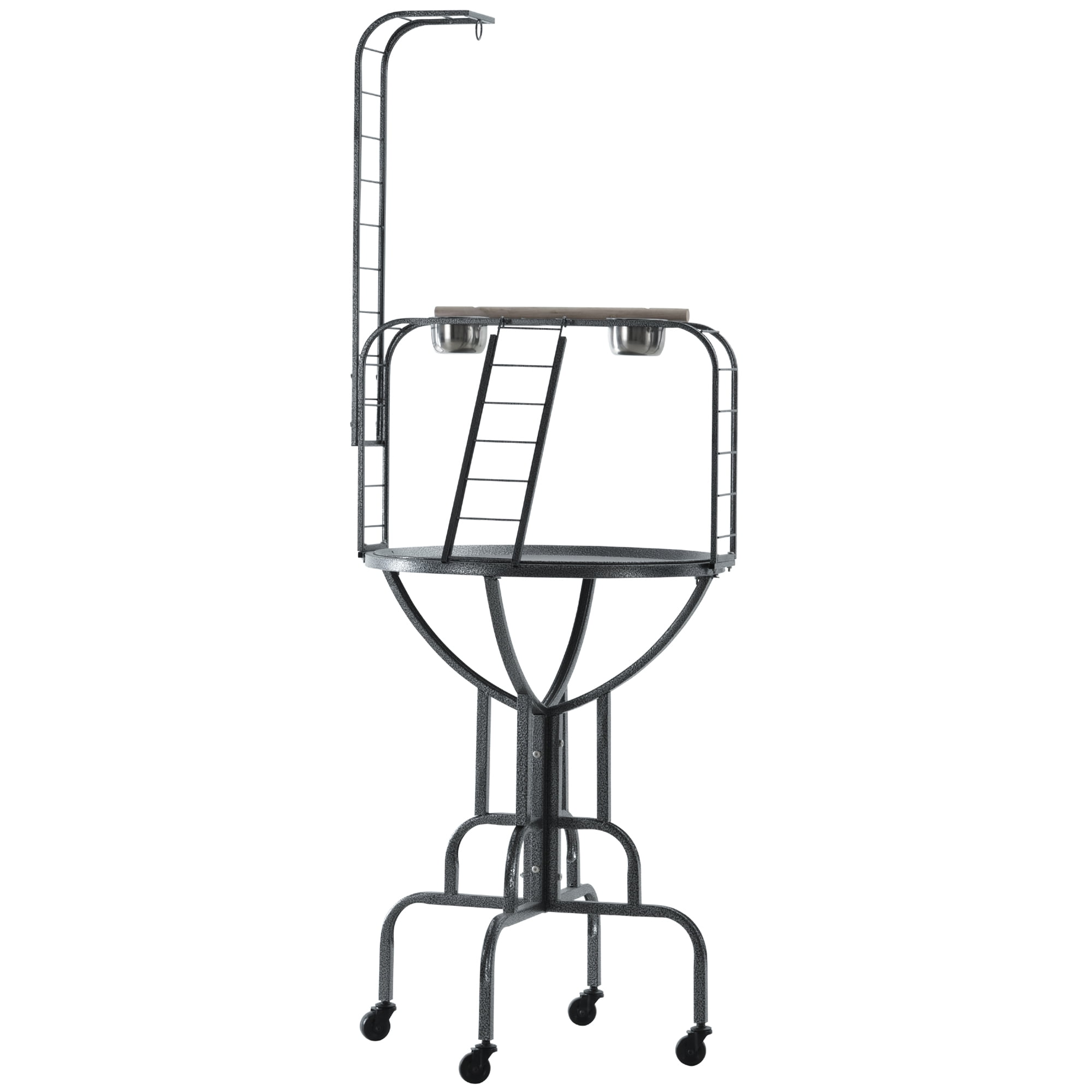 PawHut Parrot Stand Large Bird Perch Stand with Toy Hook & 3 Ladders