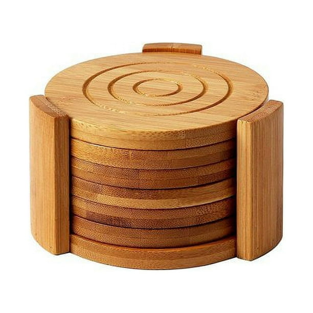 6 Pack Set Bamboo Coasters Absorbent and Condensation Wooden