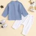 thumbnail image 5 of Besolor Toddler Boys Girls Fall Outfits Long Sleeve Button down Shirt and Drawstring Pants 2PCS Kids Clothes Set, 5 of 5