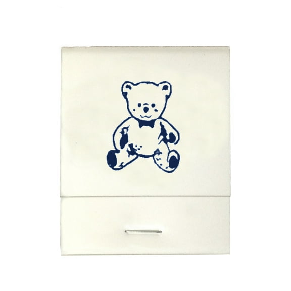 50 White 20 Strike Matches with  Printed Bear in Navy Blue Matchbooks Wedding, for Wedding, Anniversary, Birthdays etc