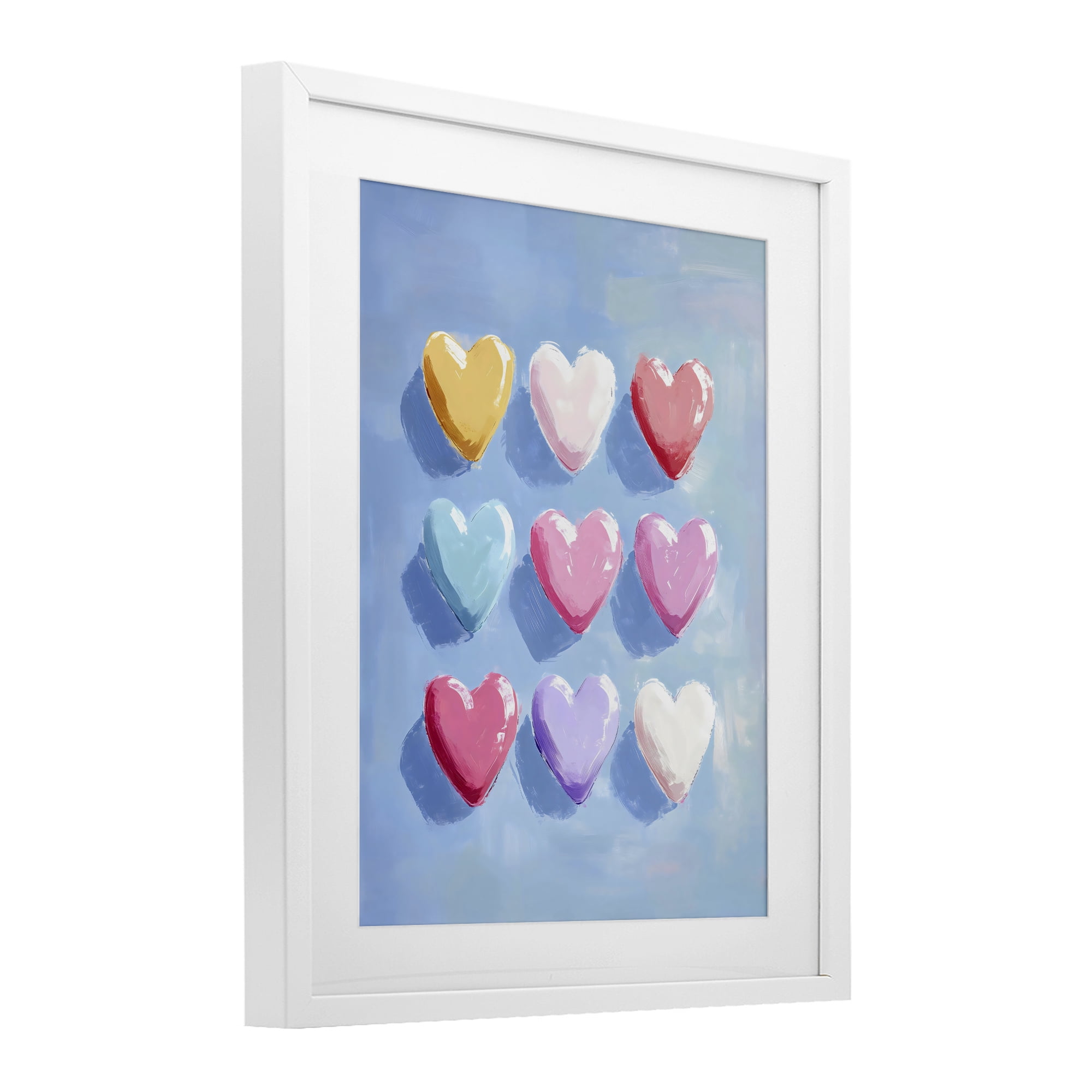 Stupell Industries Pastel Heart Grid White Framed Print Under Glass, design by The Prints Vibe