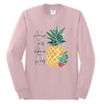 thumbnail image 2 of Wild Bobby, Pineapple Stand Tall Wear Crown And Stay Sweet Inside Arty Inspirational Pop Culture Mens Long Sleeve Shirt, Light Pink, Small, 2 of 3