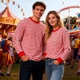 thumbnail image 3 of Men's Striped Pullover Tops Long Sleeve Crewneck Color Block Casual T Shirts Basic Blouse, 3 of 4