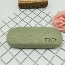 TEHAUX Durable Green Linen Glasses Case for Eyewear Lightweight Eyeglasses Storage Fits Most Frames