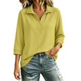 thumbnail image 6 of Hfnxid Women's Sweatshirts Loose Fit Button Lapel Long Sleeve Pullover Tops Casual Fashion Fall Sweatshirt Yellow S, 6 of 7