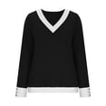 thumbnail image 2 of Fancifize Womens Spring Sweater Long Sleeve Soft Knit Shirts V Neck Color Block Pullover Tops Casual Outdoor Trendy Clothes, 2 of 5