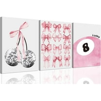 Trendy Blue Wall Art Set of 3, Preppy Navy Blue Wall Decor, Coquette Disco Lucky Me 8 Ball Poster Canvas Prints Aesthetic Pictures for Teen Girls Bedroom Living Room Dorm