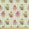 thumbnail image 2 of Dessert Fabric by the Yard, Romantic Pattern Colorful Cupcakes Ornamented with Rose Flowers Print, Decorative Upholstery Fabric for Sofas and Home Accents, Champagne and Multicolor by Ambesonne, 2 of 5