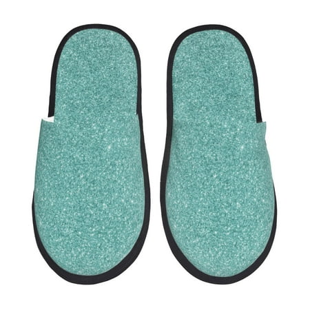 

Silkie Teal Green Glitter Slippers for women and Men House Shoes for Unisex Indoor House Shoes-Medium