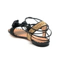 thumbnail image 4 of Schutz Womens Kenzie Black Flats Open Toe Flowered Insole Wrap Around Tie Sandal (Black / Natural, 6.5), 4 of 5