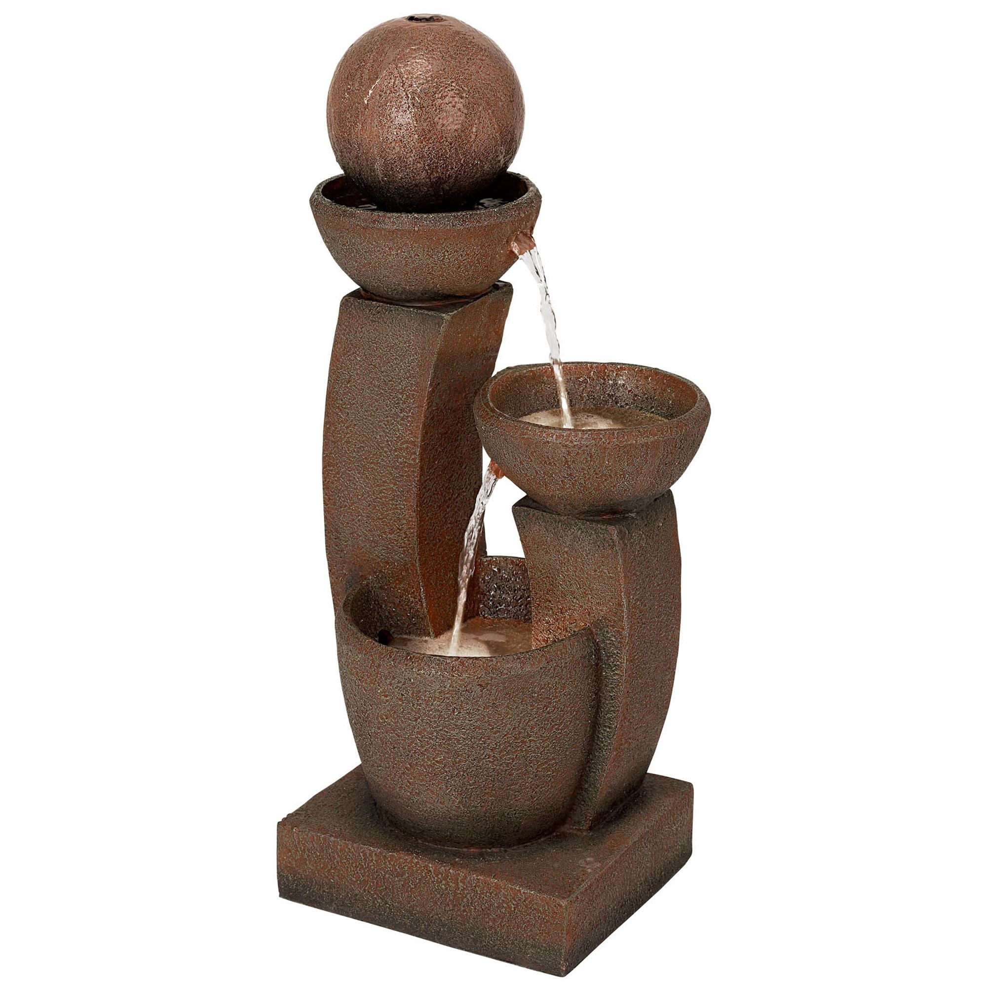 Curved Columns 31" High Large Modern Zen Indoor Outdoor Decor Faux Stone Floor Fountain with Light LED Outside