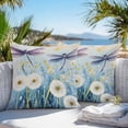 thumbnail image 5 of Waterproof Throw Pillow Covers Set of 2, 20x20 Inch Spring Summer Floral Decorative Pillowcases Outdoor Pillow Slip Cushion Covers Set for Couch Tent Watercolor Summer Dragonfly, 5 of 7