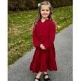 thumbnail image 3 of Arshiner Girls' Dresses V neck Long Sleeve Chiffon Swiss Dot Ruffle Tiered Boho Party Midi Dress Black 11-12 Years, 3 of 4