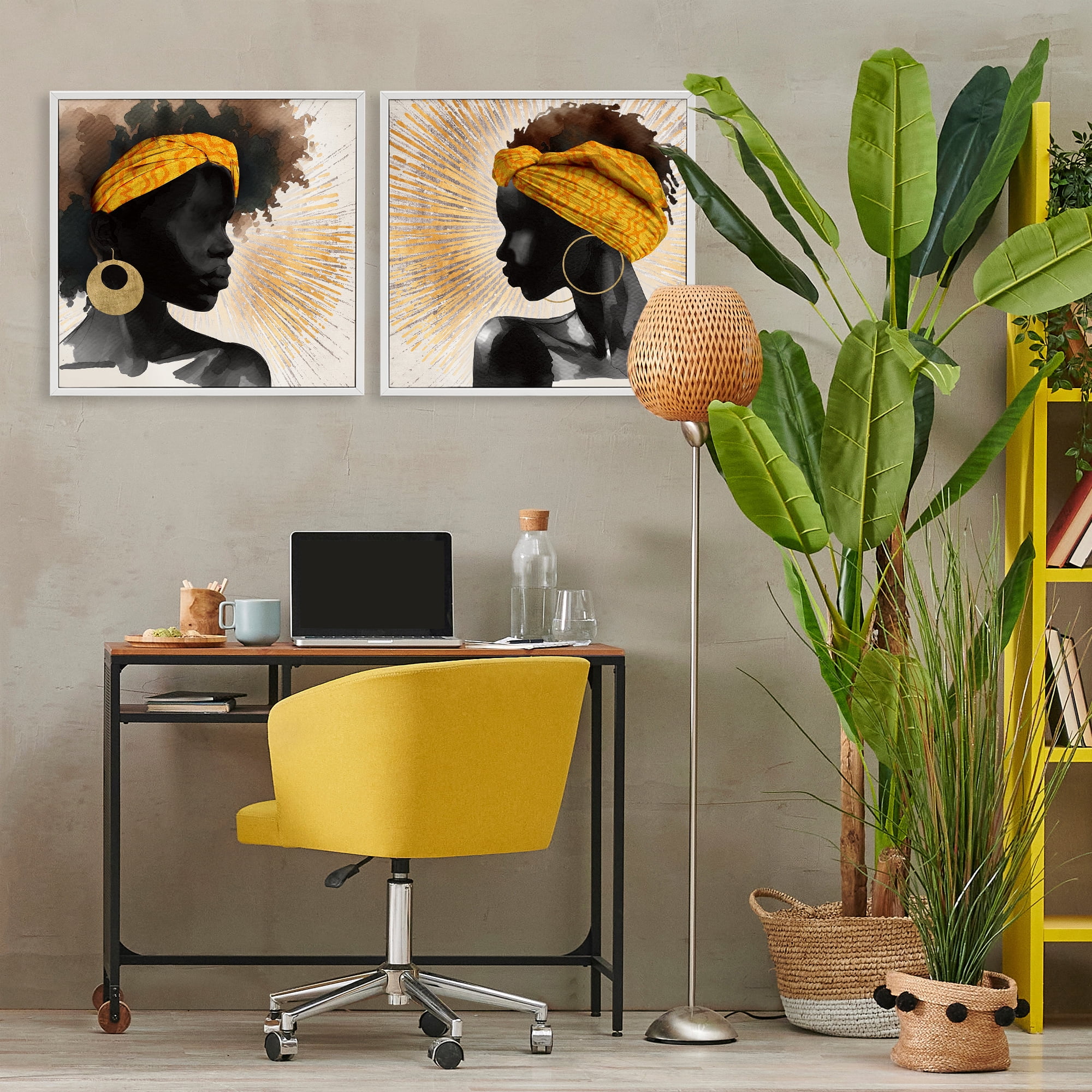 Stupell Industries Radiant Portraits Of Women 2 Piece White Framed Giclee Art Set, design by CAD Designs