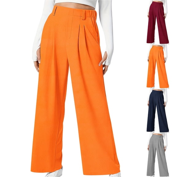 Wlynlyn Dress Pants for Women High Waist Business Casual Pants Wide Leg Slacks Button down Loose Work Office Trousers with Pockets