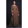 thumbnail image 3 of Bimba Polyester Georgette Geometric & Rose Wreath Floral Printed Womenâ€™s Long Sleeve Elastic Waist MaxiÂ&nbsp;DressÂ&nbsp;Gown-Large, 3 of 5