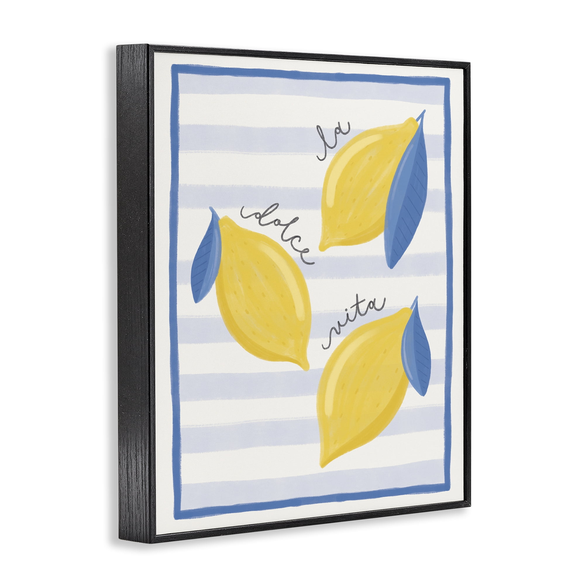 Stupell Industries Dolce Vita Lemons & Stripes Black Framed Giclee Art, design by Jalynn Heerdt