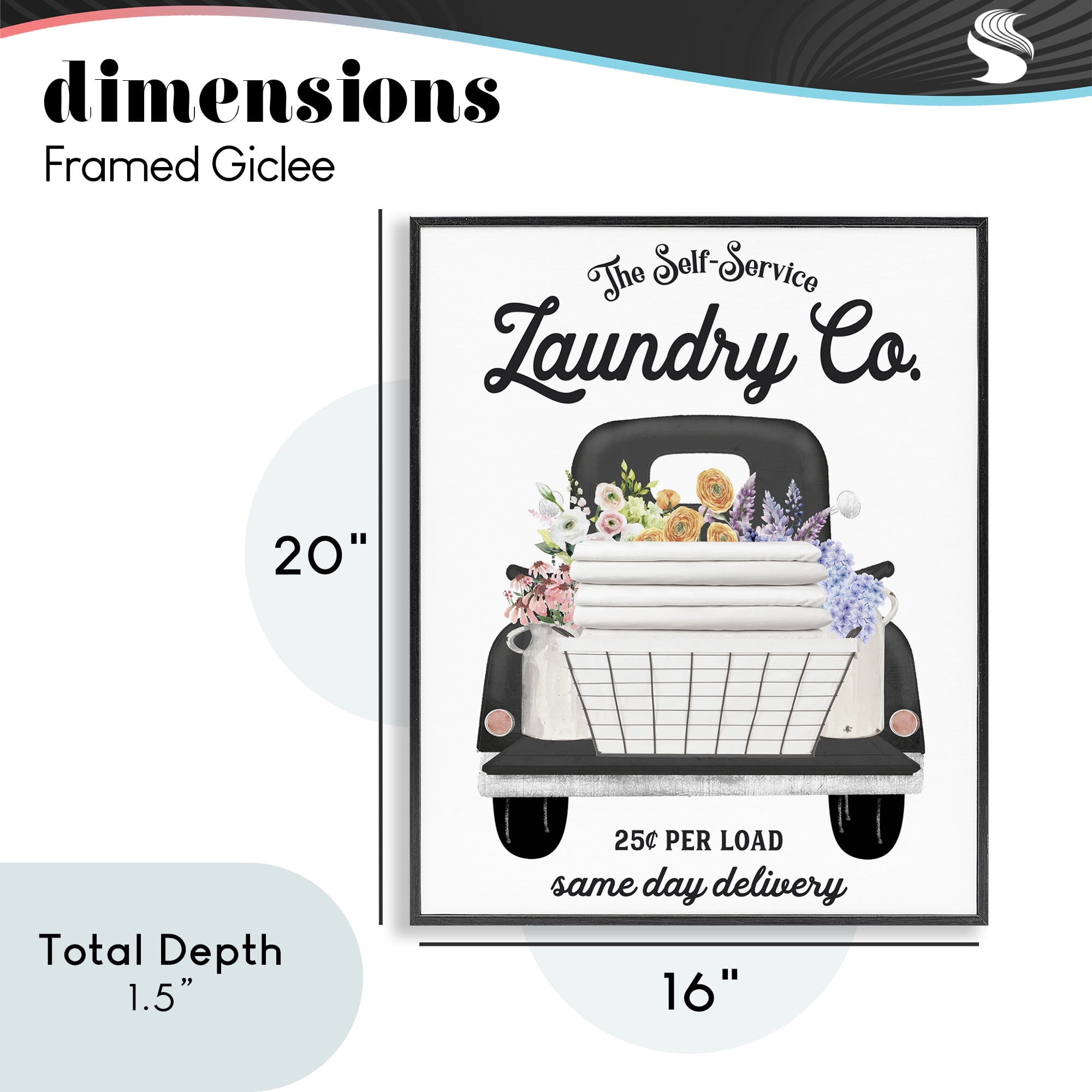 Laundry Service Truck Black Framed Giclee Art, design by Lettered and Lined