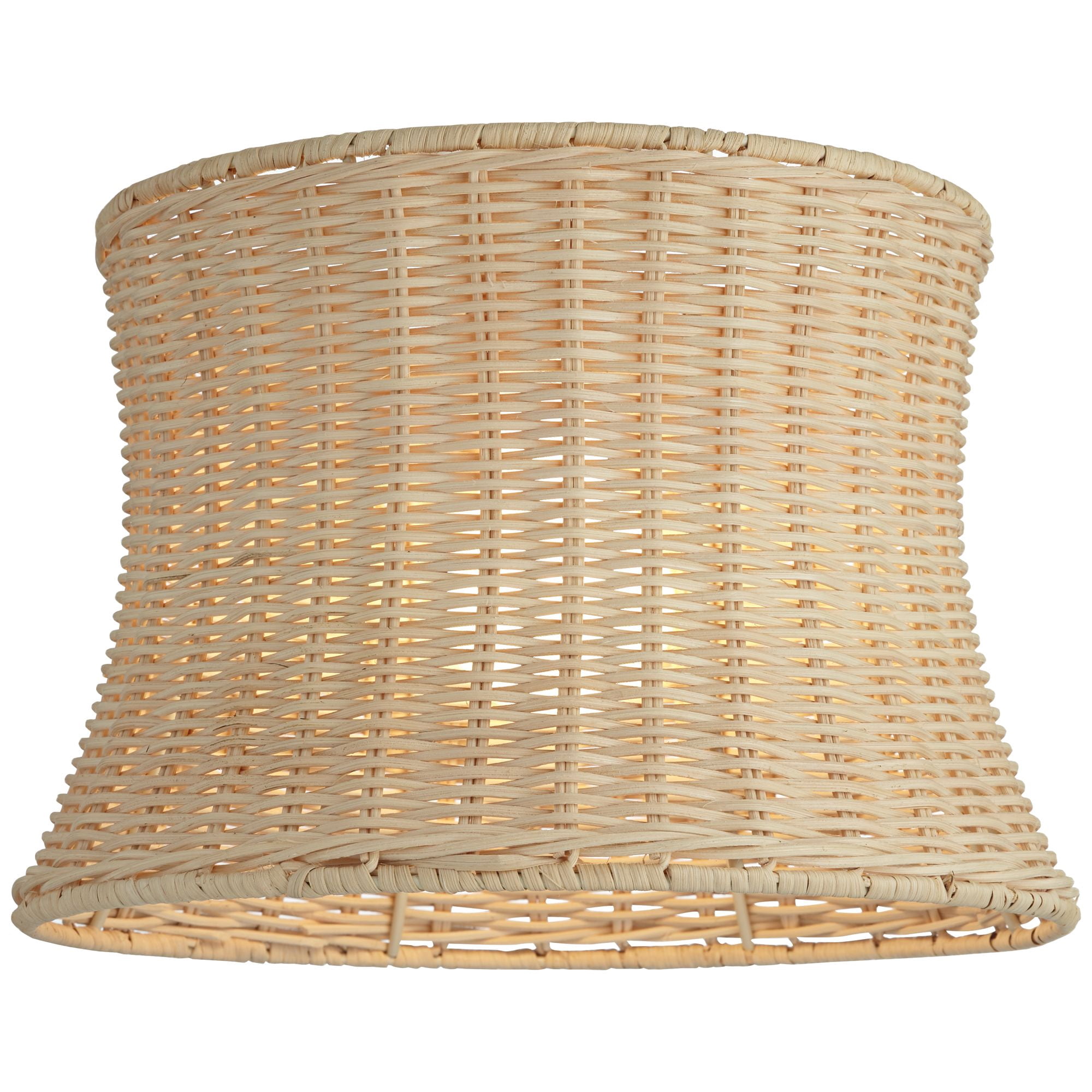 Springcrest 10" Top x 11 1/2" Bottom x 8" High x Lamp Shade Replacement Small Corset Drum Coastal Unbleached Rattan Harp Finial