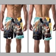 thumbnail image 3 of luoweisi Men's Beach Shorts Quick Dry Swim Trunks with Mesh Lining Abstract Rhinoceros 2XL, 3 of 5