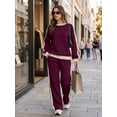 thumbnail image 4 of SHEWIN Womens Sweatsuits 2 Piece Set Fleece Lined Outfits Crew Neck Colorblock Long Sleeve Sweatshirt Jogger Pants Tracksuit Set with Pockets, 4 of 7
