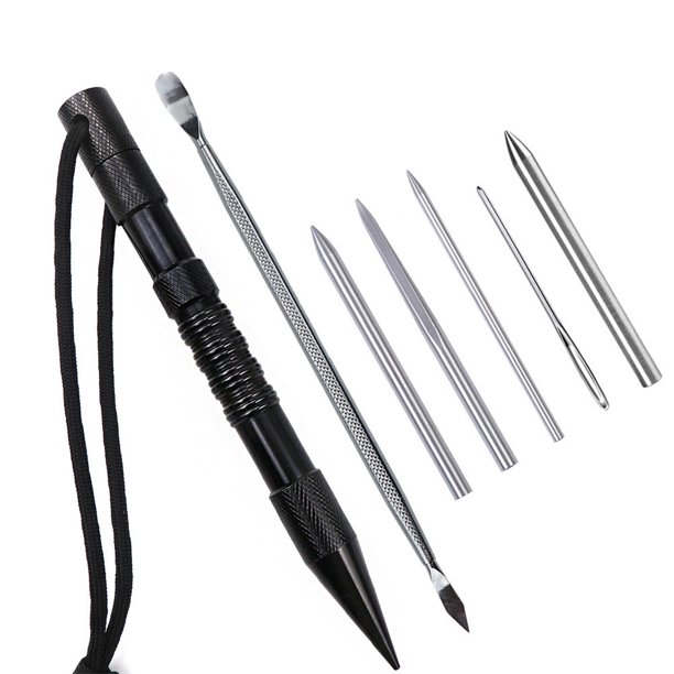 Greeniant Marlin Set Agujas de cordones Acero inoxidable Profesional Pequeña artesanía Costura Reutilizable Extraíble Tejer Pin Trabajo de cuero carpas 7 piezas negro Greeniant OD023335-05B
