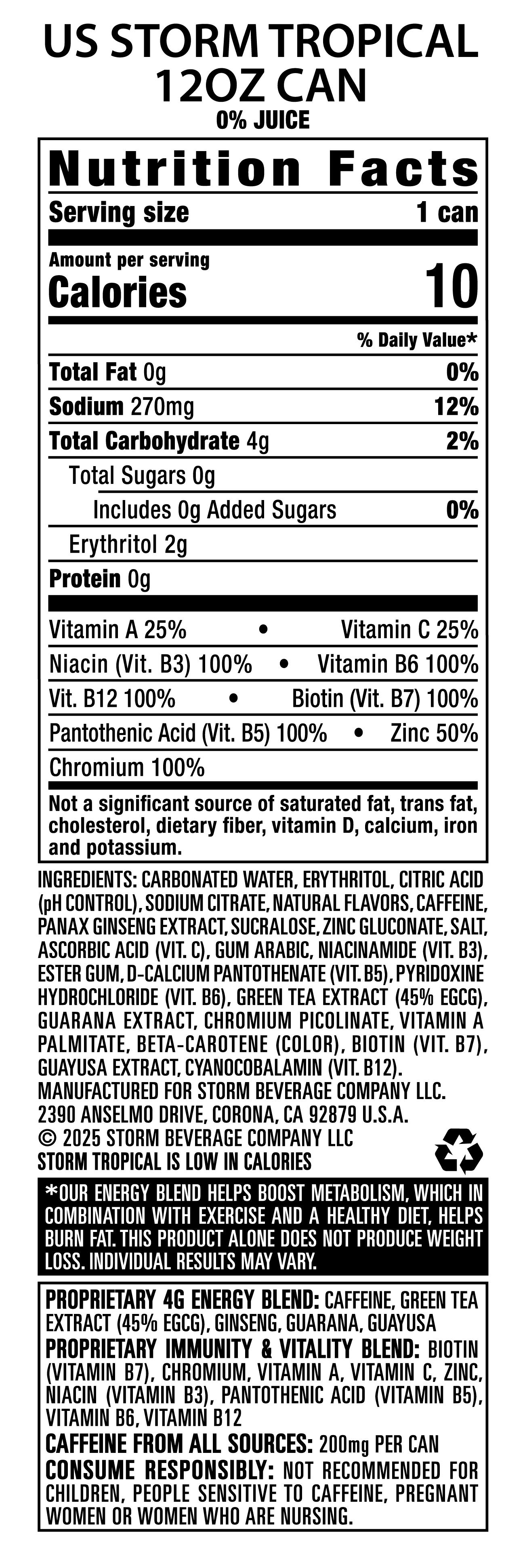 Storm Tropical 12 fl oz, 12 cans