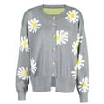 thumbnail image 6 of Ecqkame Cardigan Sweaters for Women Casual Floral Printed V Neck Long Sleeve Cardigan Sweater Open Front Button Sweet Coat Tops Gray S on Clearance, 6 of 9