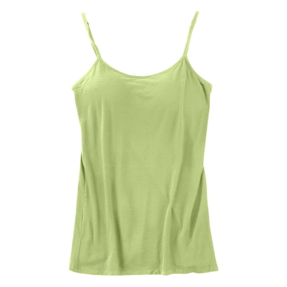 Green Tank Tops for Women 2024, Camisole Tops for Women, Womens Cotton Camisole Adjustable Camisole With Frame Bra Stretch Undershirt, L