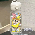 thumbnail image 1 of Botella de plástico resistente a prueba de fugas para beber, botella de agua de crayón Shin Chan de gran capacidad, transparente, portátil, 400-600ML, 1 of 1
