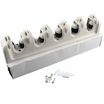 Mop Holder Wall Mounted Brush Broom Hanger Kitchen Tool Storage Hooks 5 Position with 6 Hooks