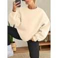 thumbnail image 5 of Women Oversized Sweatshirts Hoodie Fleece Crew Neck Long Sleeve Sweaters Comfy Fall Fashion Outfits Khaki S, 5 of 7