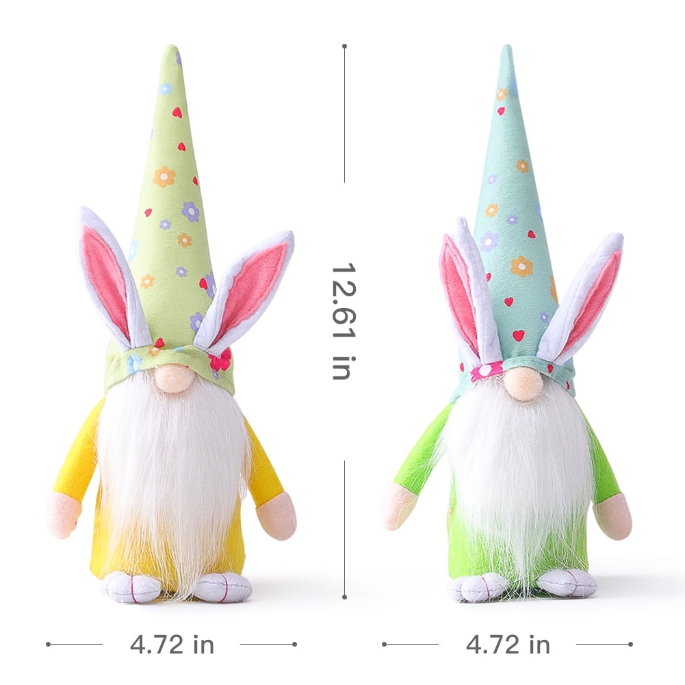 Kepooman 2 Pack Plush Long Hat Rabbit Gnome for Gifts Girl Room Decor, Rabbit Ears, Yellow + Green Kepooman 2 Pack Plush Long Hat Rabbit Gnome for Gifts Girl Room Decor, Rabbit Ears, Yellow + Green