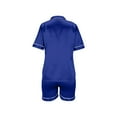 thumbnail image 4 of VISALY Pajama Sets Silk Pajamas Satin Sleepwear Button Down Pajamas Short Sleeve Collared Shirts Lounge Sets Short Pajama Set for Women Comfortable Home Wear Two Piece Pajamas Blue L, 4 of 4