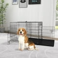 thumbnail image 2 of YRLLENSDAN 36inch Dog Crate, Dog Kennel Indoor Metal Dog Crate with Divider & Double-Door Dog Kennels Foldable Dog Crate Wire Dog Crate Cages for Dogs Indoor, Black, 2 of 7