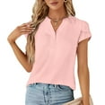 thumbnail image 3 of VDJ Women Blouses Summer Short Sleeve Button V Neck Trendy Shirts Casual Dressy Tops for Ladies, 3 of 7