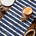 thumbnail image 3 of Nautical Striped Table Runner 48 Inches, Summer Coastal Ocean Navy Blue White Bed Runner Dresser Scarves Tabletop for Indoor Outdoor Parties/Ceremony/Banquet, 13" x 48", 3 of 9
