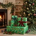 thumbnail image 5 of Candy Cane Wrapping Paper,3M/3FT Festive Christmas Wrapping Paper Roll,Green Candy Cane & Small Snowflake Star Patterned Holiday Gift Wrap.(Green), 5 of 7