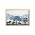 thumbnail image 1 of Moose Wall Art with Frame, Forest Design Abstract Woods North American Wild Animals Deer Hare Elk Trees, Printed Fabric Poster for Bathroom Living Room, 35" x 23", Black White Grey, by Ambesonne, 1 of 2
