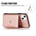 thumbnail image 3 of Dteck Card Holder Wallet Case for Apple iPhone 13 6.1-inch,Shockproof Rubber Silicone Bumper PU Leather Card Pocket Hybrid Protective Kickstand Cover with Cross Body Shoulder Strap,Rosegold, 3 of 5
