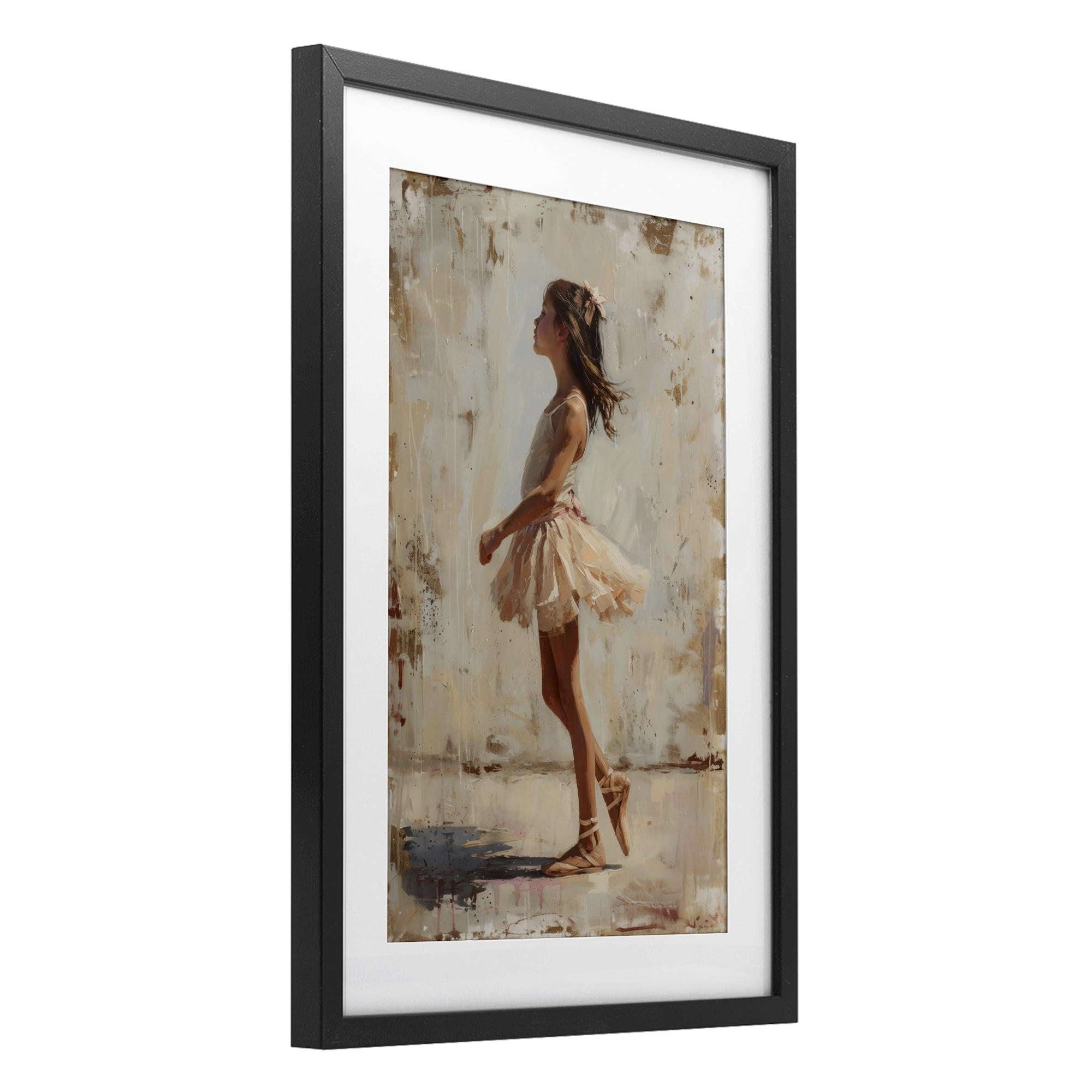 Stupell Industries Ballerina in Soft Light Black Framed Print Under Glass, design by Creative Studio