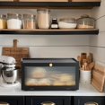 thumbnail image 2 of ETMI Black Bread Box for Kitchen Countertop-Large Modern bamboo Bread box with Window Bread Storage Container, 2 of 7