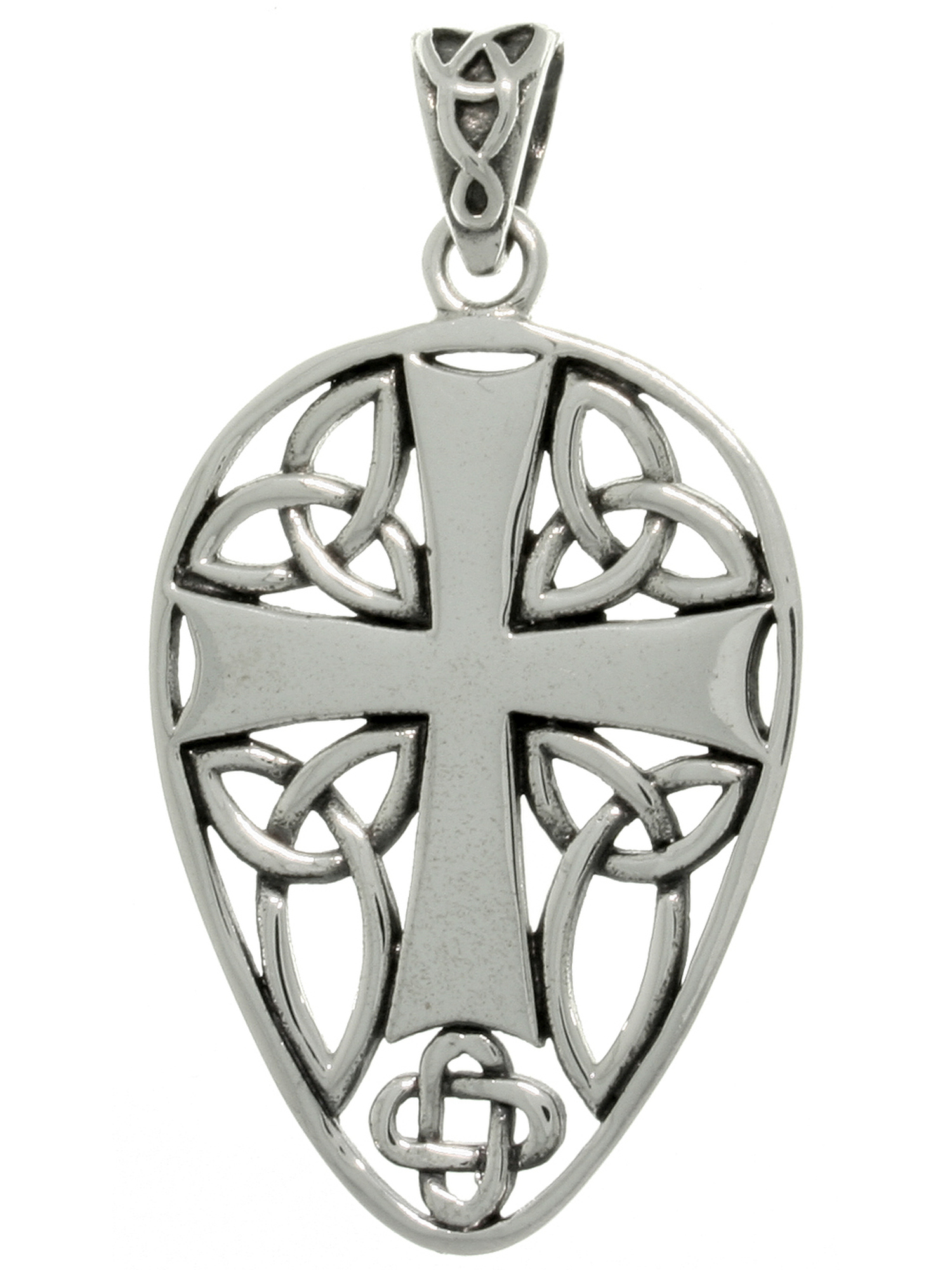 Jewelry Trends Sterling Silver Celtic Knot Cross Shield Pendant