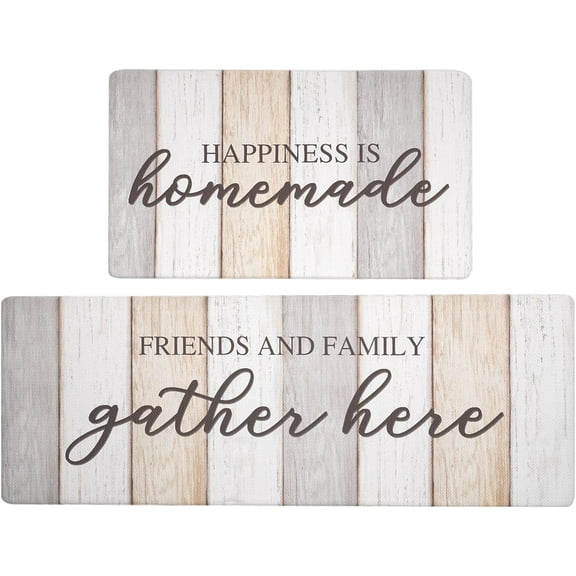 Anti Fatigue Kitchen Mats for Floor 2 Piece Set Waterproof & Non-Skid Traditional Farmhouse Kitchen Rugs Standing Cushion Comfort Kitchen Runner,17x30 17x47