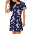 thumbnail image 2 of Easygdp Abstract Skiing Camisón de manga corta para mujer, informal, estampado, 2 of 6