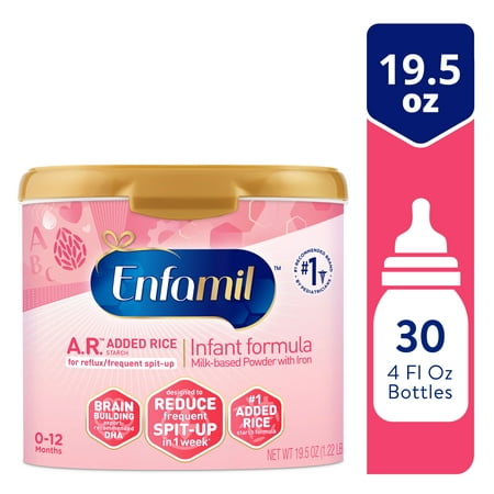 Enfamil A.R. Infant Formula, Reduces Reflux & Frequent Spit-Up, Expert Recommended DHA for Brain Development, Probiotics to Support Digestive & Immune Health, Reusable Powder Tub, 19.5 Oz