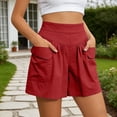 thumbnail image 3 of Beach Casual Hot Shorts with Elastic Waistband Lightweight Athletic Running Workout Summer for WomenRedXXXXL, 3 of 4