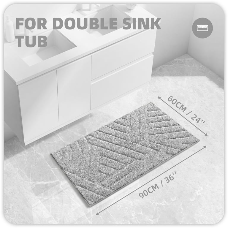 REINDEER FLY Bathroom Rug, Soft Absorbent Bathroom Mat and Bath Mat,  Premium Microfiber Shag Bath Rug Machine Washable (20x29,Grey and White)  