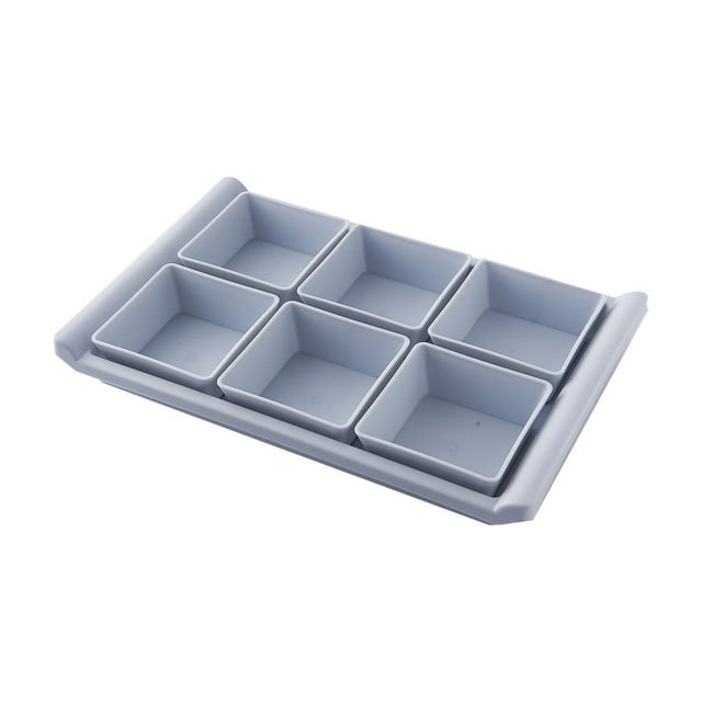 Ohufall Versatile 6 Slot Plastic Serving Tray Multi Compartment Fruit Snack Organizer Easy To Clean Table Tidy Food Serving Tray